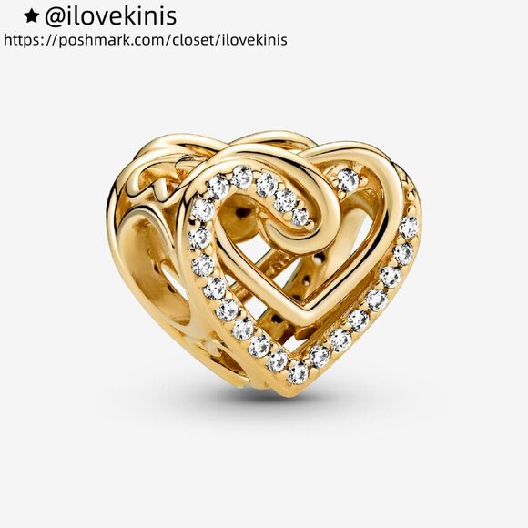 Pandora Sparkling Entwined Hearts Charm - Picture 1 of 5